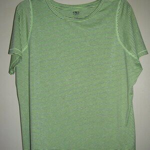 WOMENS LIME GREEN AND GRAY STRIPED SHIRT - SIZE XL